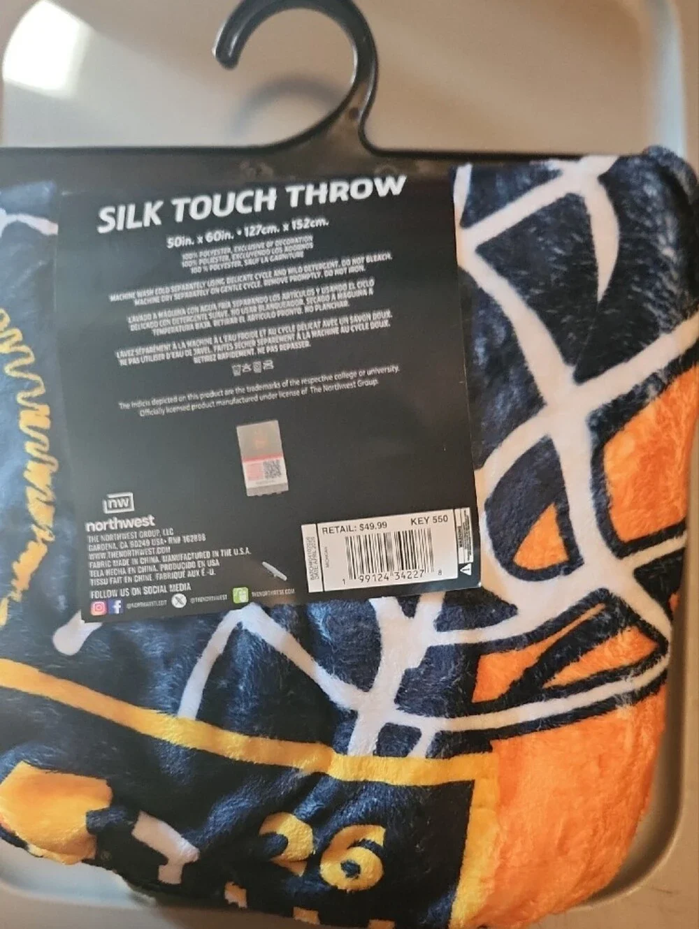 Northwest Michigan Wolverines Navy Blue White Gold Silk Touch Throw
